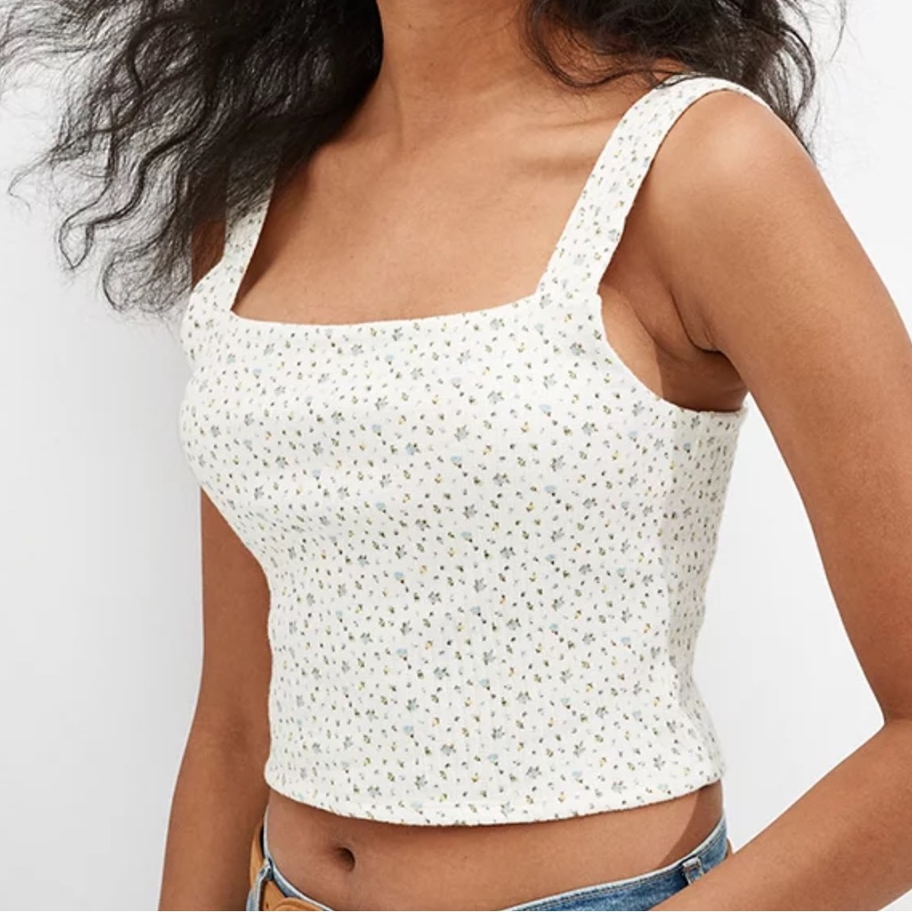 American Eagle cropped floral square neck tank  Size S